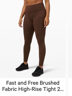 lululemon athletica Fast and Free Brushed High-Rise Tights - Brown Earth size 6